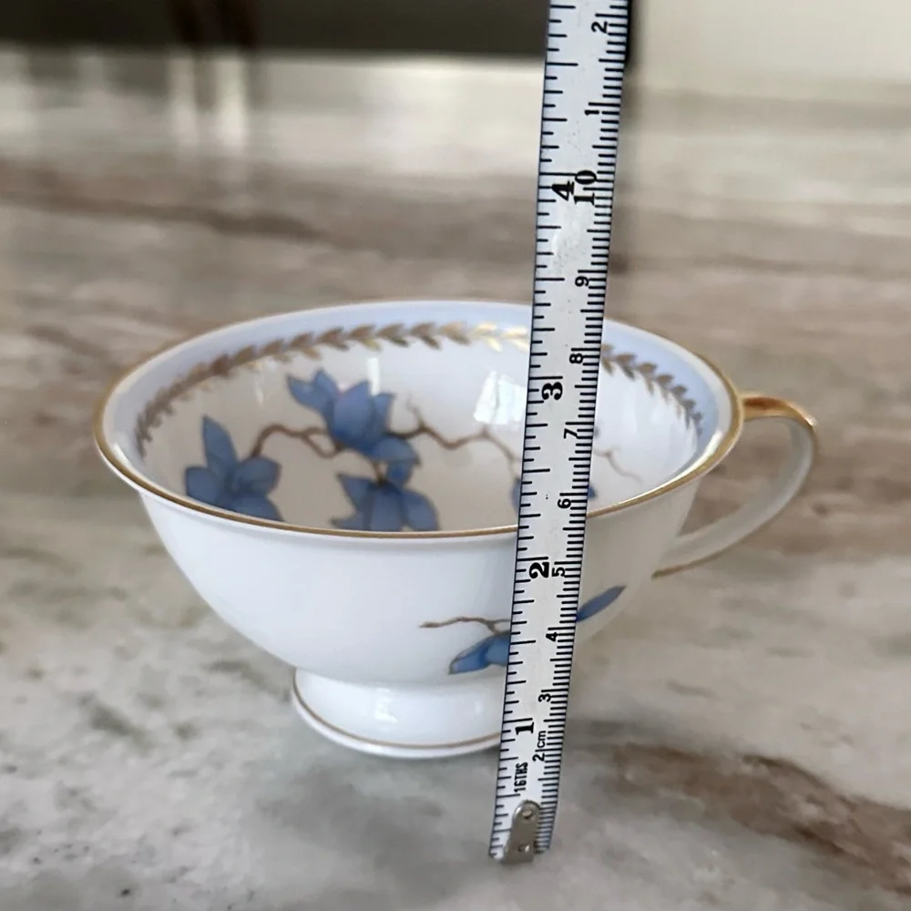 Rosenthal Selb Germany Winifred China White & Blue Floral Print Gold Rim Tea Cup